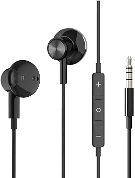 Wired Earbuds Noise Isolating In-Ear Headphones Earphones with Mic Volume Control 3.5mm Plug for Sports Workout Compatible with Cell Phones Android Samsung Galaxy Moto Tablets Laptops Computer Black