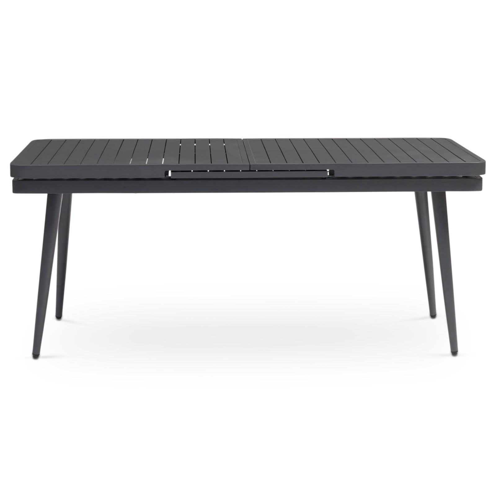 IDIMEX Gartenmöbel Set Sunny mit ausziehbarem Esstisch und 8 Stühlen, Esstisch Gestell aus Alu in schwarz, Seilbespannung der Stühle in grau, Essgruppe inkl. Sitzkissen, Terassenmöbel