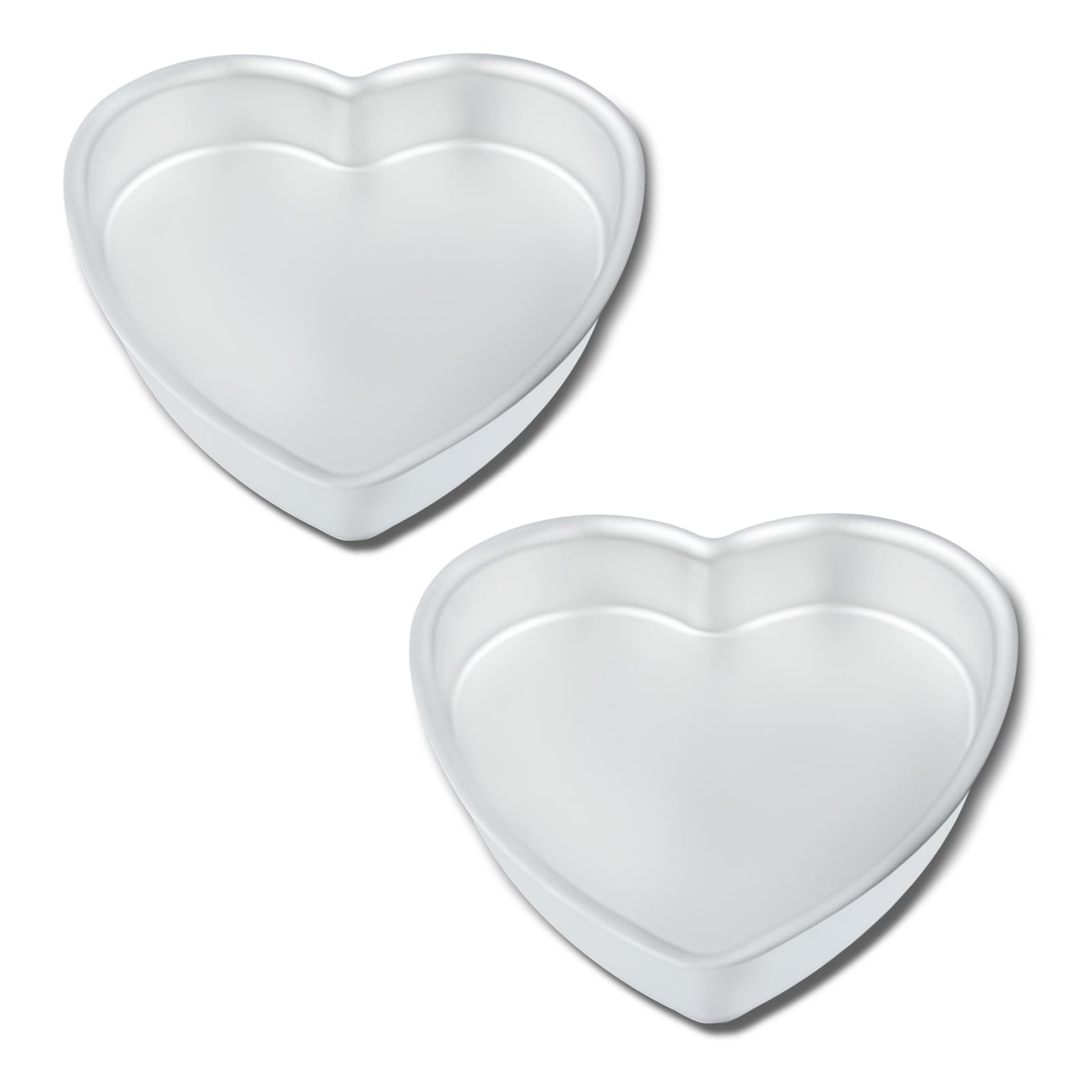 Lot de 2 moules à gâteau en forme de cœur de 25,4 cm, 5,1 cm de profondeur, moule à gâteau en aluminium en forme de cœur, four sûr, convient pour les fêtes, anniversaires, rassemblements,