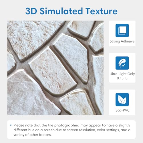 COMSTICKC 3D Wandpaneele Selbstklebend Steinoptik,10 Stück 30x30 cm, 3D Wandverkleidung Selbstklebend Backstein Tapete 3D PVC Wandpaneele Innenwanddekoration, Wasserdicht