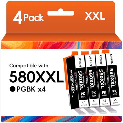 Image of 4-Pack 580 XL Black Ink Cartridges Compatible for Canon 580 PGBK XXL Ink Cartridges for Pixma TR7500 TR7550 TR8500 TR8550 TS6100 TS6150 TS6151 TS6300 TS6350 TS8100 TS8150 TS8151 TS8152 TS8350