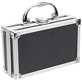 ERINGOGO Maletín de aluminio – Maletín de metal con cerradura de 12 pulgadas con espuma ondulada, funda de transporte de aluminio duro para hombres, funda de herramientas portátil universal para