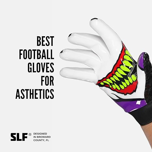 Miniatura 4 de SLEEFS Guantes receptores de fútbol 1 par  Antideslizantes, agarre de silicona pegajosa  Tallas para jóvenes y adultos