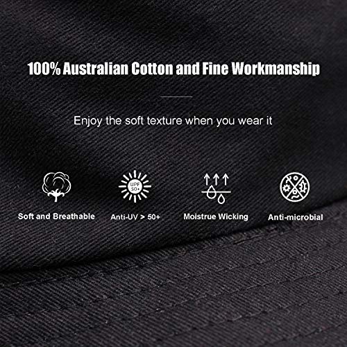 9 Pieces Bucket Hat For Women Men, Reversible Cotton Summer Sun Beach Cap Solid Color Style (Black) #TOP3