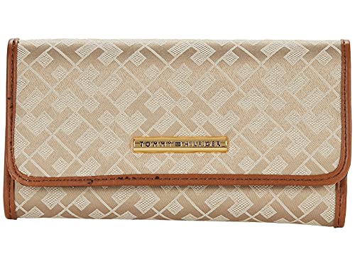 Tommy Hilfiger Dome Bar Geo Jacquard Continental Wallet Khaki Tonal/Cognac One Size