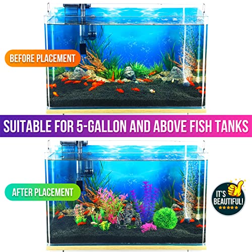 Borlech Aquarium Rock Decorations And Fish Tank Plastic Plants Decor Set 8 Pieces #TOP5
