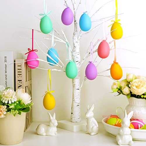 Ivenf Easter Decorations Tree Ornaments - 24 Pcs Hanging Egg Ornaments For Small Tree, Matte Finish With Nice Colors, Kids School Home Office Party Supplies Gifts, Spring Decorations For Home #TOP5