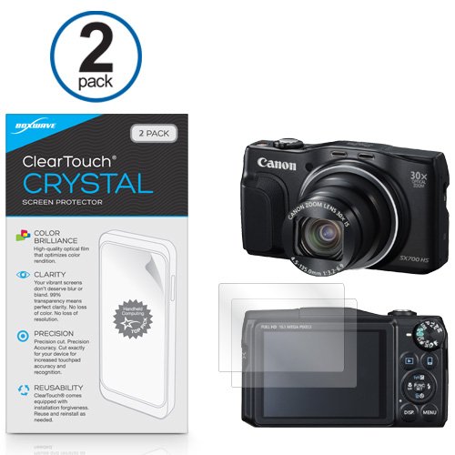 BoxWave Screen Protector Compatible With Canon Powershot SX700 HS (Screen Protector ClearTouch Crystal (2-Pack), HD Film Skin - Shields From Scratches for Canon Powershot SX700 HS