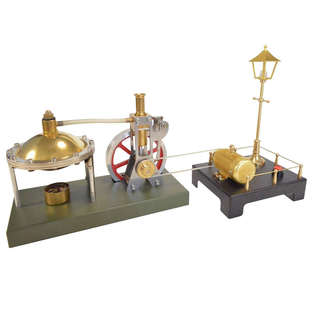BuildCubes Kit di montaggio per macchina a vapore, montaggio fai da te, modello verticale con supporto per caldaia e carico aggiuntivo con mini generatore di vapore e lampada scena modellino regalo