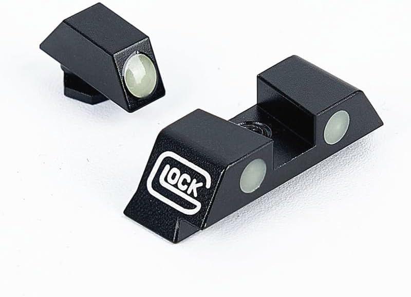 Glow in The Dark Sights for Glock, Front and Rear Metal Night Sights, Compatible with Glock 17, 19, 22, 23, 24, 26, 27, 33, 34, 35