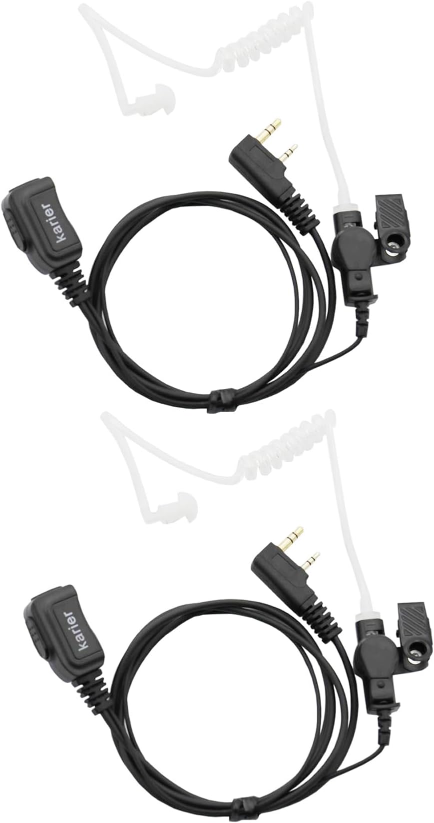 2 Pin Acoustic Tube Headset with PTT Compatible for Baofeng UV-5R BF-888S UV-82 Retevis H-777 RT21 RT22 Kenwood Two Way Radio (2 Pack)