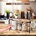 BDBDYEAY Coffee Bar Accessories, 2-Tier Coffee Bar Organizer with 4 Coffee Cup Holder Hooks, Mul-tifunctional Wooden Beaded Coffee Station Countertop Stand Shelf for Kitchen Home Office