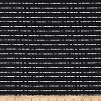 Laura & Kiran Running Stitch Woven White on Black Fabric by the Yard