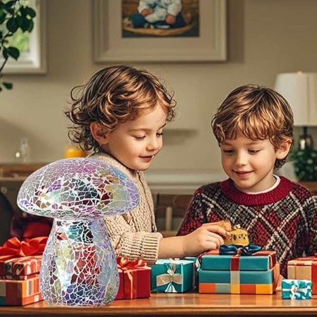 Mosaic Mushroom Garden Lights Table Lamp Night Light Red