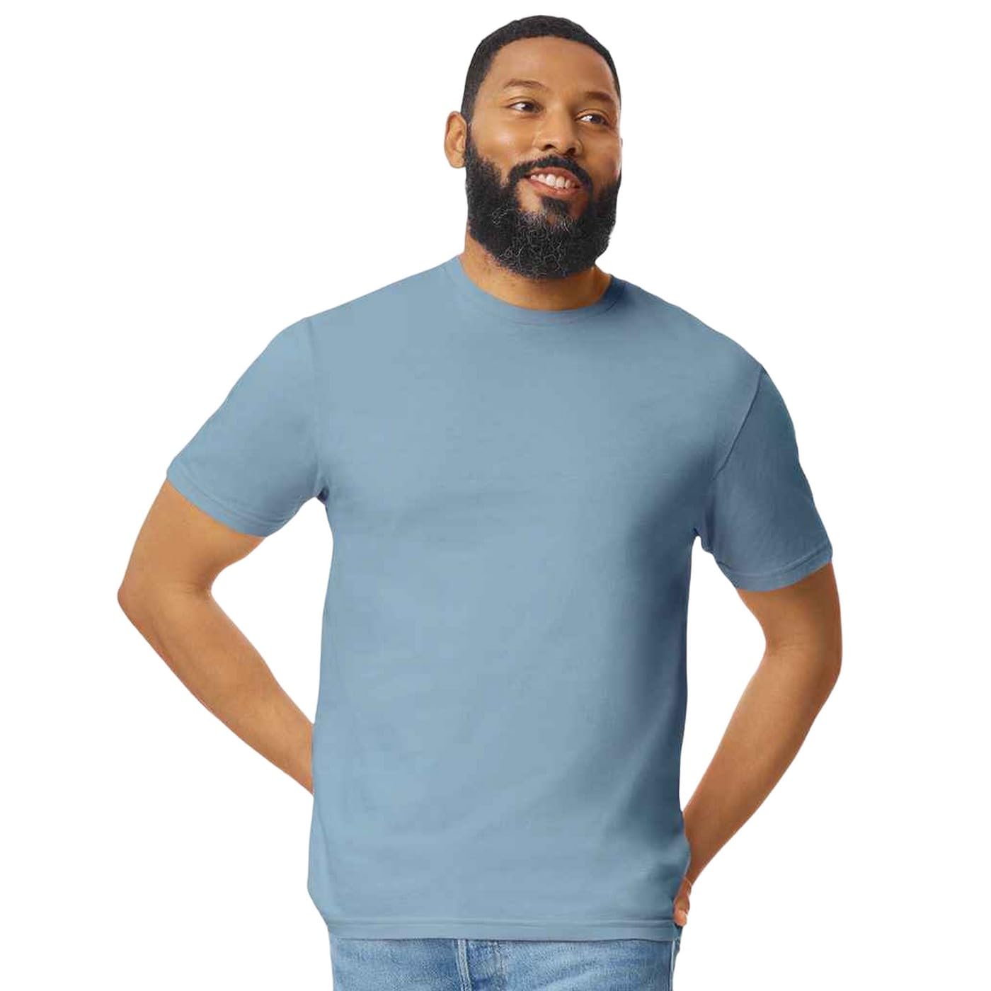 Gildan Men's Stone Blue Short Sleeve Soft-Style T-Shirt (Xl) (Stone Blue)