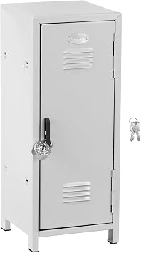 Mini Metal Lockers 4.1''x4.1''x11'' Talk Locker with Lock&Key,Small Safe Box Locker for Money, Miniature Storage Locker Lockable Unit for Bedroom Office Schoolwhite