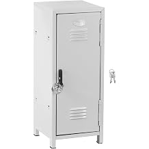 Mini Metal Lockers 4.1''x4.1''x11'' Talk Locker with Lock&Key,Small Safe Box Locker for Money, Miniature Storage Locker Lockable Unit for Bedroom Office Schoolwhite