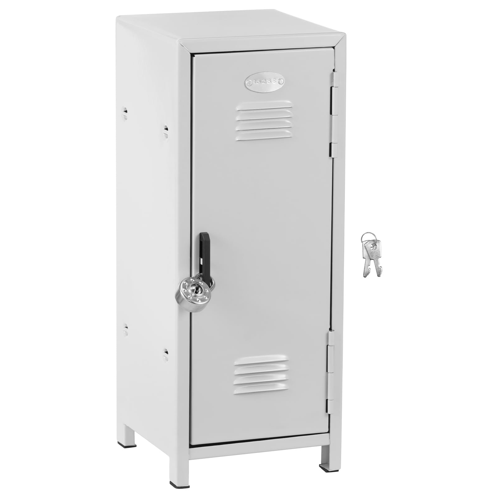 Mini armadietto con serratura e chiave, in metallo antiruggine, piccolo, portatile, mini armadietto con scomparti, per scrivania, ragazze e ragazzi (bianco)