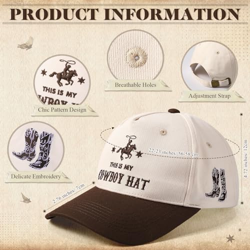 Image of JaGely Two Tone Western Cowboy /Cowgirl Trucker Hat for Women Men Gift Vintage Embroidered Country Baseball Cap