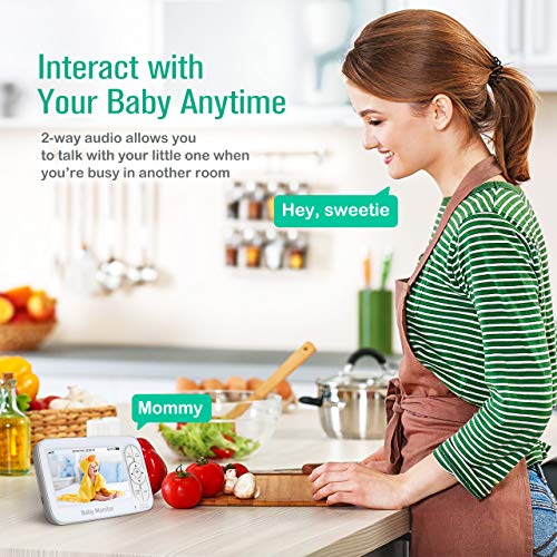 Video Baby Monitor, OMORC 5\" 720P HD Display Baby Monitor with Camera and Audio, IPS Screen, 1000ft Range, Two-Way Audio, Night Vision and Temperature Monitor, Baby Camera with Optical Lens - Thumbnail 4