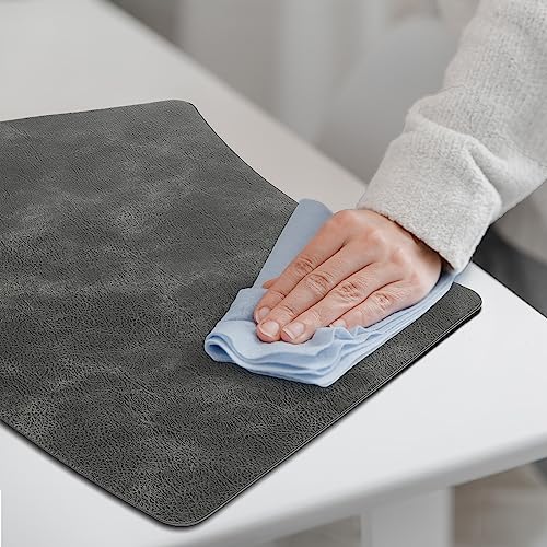 fanquare PU Round Placemats 48x30 cm Cowhide Grain place mats for Dinning Table Washable Grey Wedge Shaped Table Mats Pack of 4 - Image 4