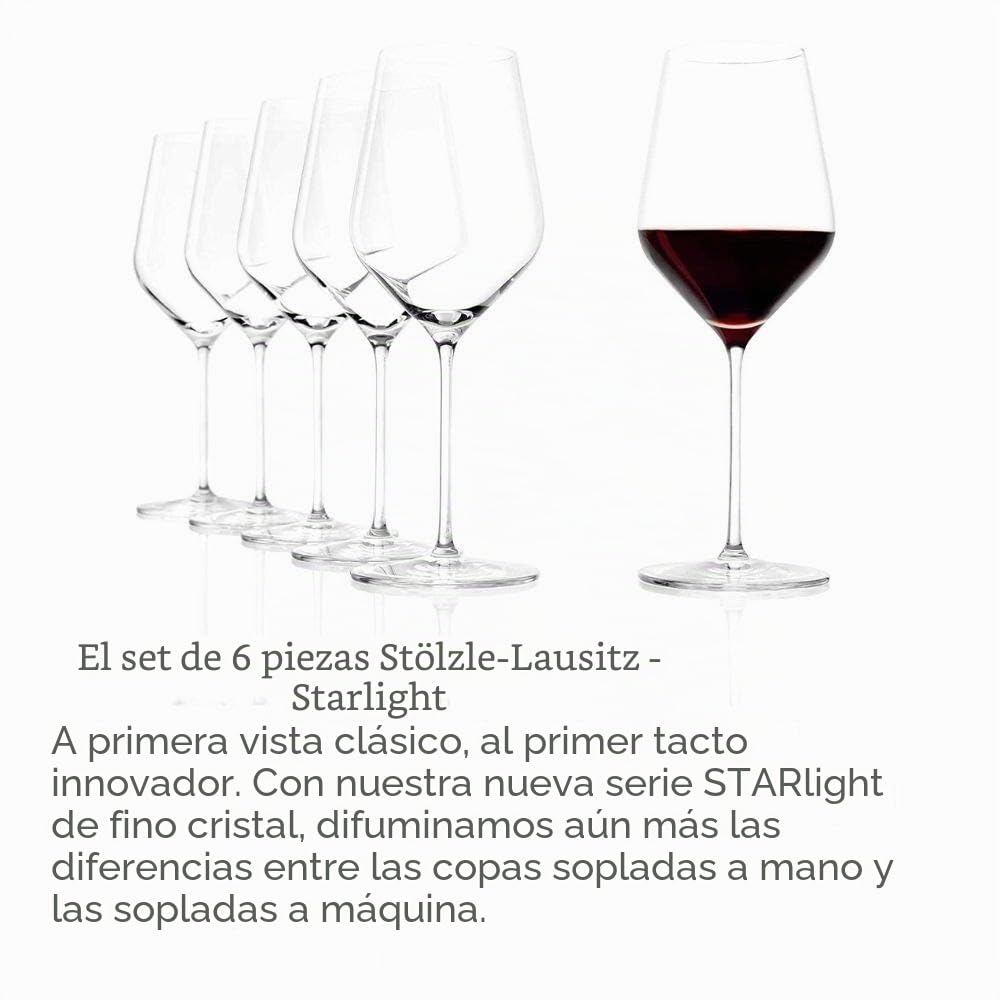 Stölzle Lausitz Vaso de vino tinto STARlight 510ml I Set de 6 vasos de vino tinto aptos para el lavavajillas I Set de vasos de vino tinto inastillables I vasos de vino altamente funcionales