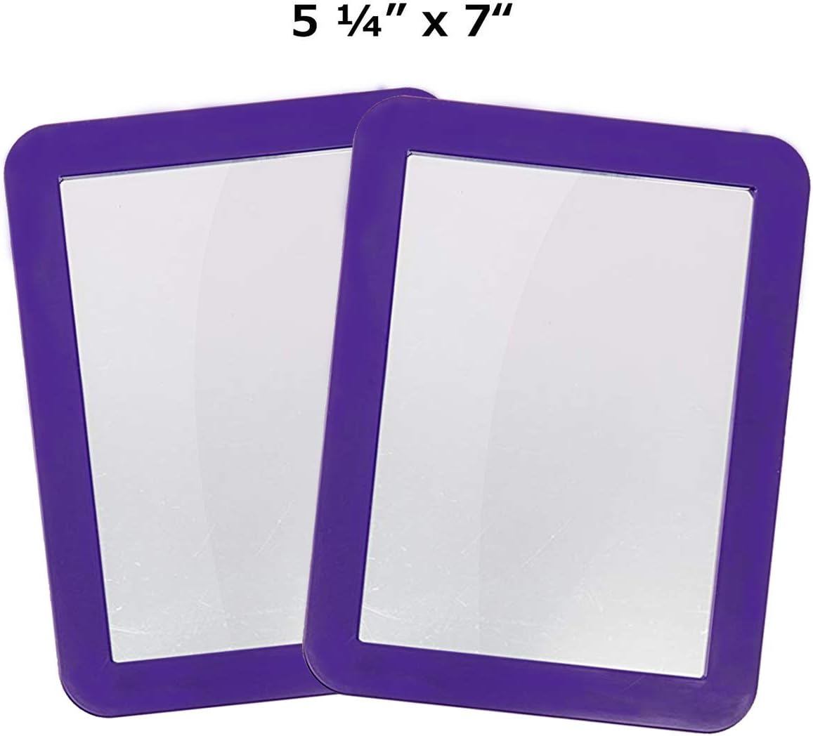 Katzco 5 x 7 Inch Magnetic Mirror - Ideal for School Locker, Refrigerator, Home, Workshop or Office Cabinet (2 Purple)