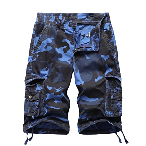 Dgwz Mens Cargo Shorts Multi Pockets Twill Cotton Relaxed Fit Outdoor Camo Cargo Short For Men #TOP2