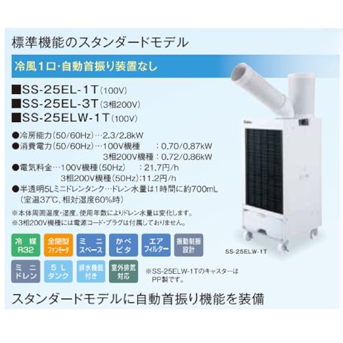 スイデン(Suiden) スポットエアコン【環境型】1口 首振りなし 三相200Ｖ SS-25EL-3T