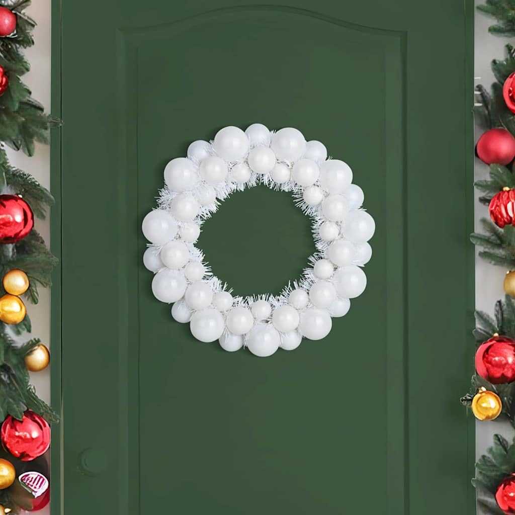 Juego de 2 coronas de bolas de Navidad, 33 x 33 x 7 cm, poliestireno, duraderas y ligeras, para interiores y exteriores, decoración festiva de Navidad y decoración de árbol