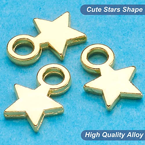 Pandahall 100Pcs Tibetan Style Tiny Blank Stamping Tag Charms Pendants Christmas Star Golden 10X8X1Mm For Diy Jewelry Making #TOP3