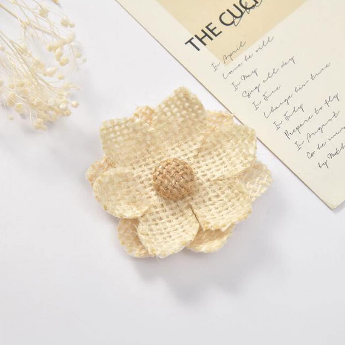 40 Pcs Burlap Flowers Handmade Rustic Flower for Home DIY Bouquets Craft Wedding Party Decoration image 2