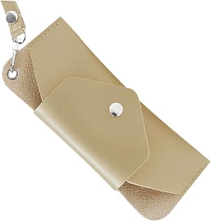 GALPADA Portable Hanging Eyewear Case Pouch, Outdoor Portable Eyeglass Bag with Neck Strap, Convenient Cushioned Glasses Storage in Milk Tea Khaki for Travel and Daily Use