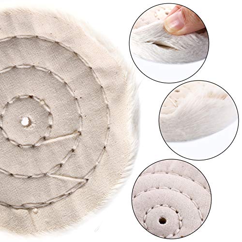 Hedume Set Of 12 Buffing Pad Polishing Wheel Kits Included 5 Pack Rouge Compound, Cone, Column, Mushroom, T-Shaped Wheel Grinding Head With 1/4" Handle-For Manifold/Aluminum/Stainless Steel/Chrome #TOP2