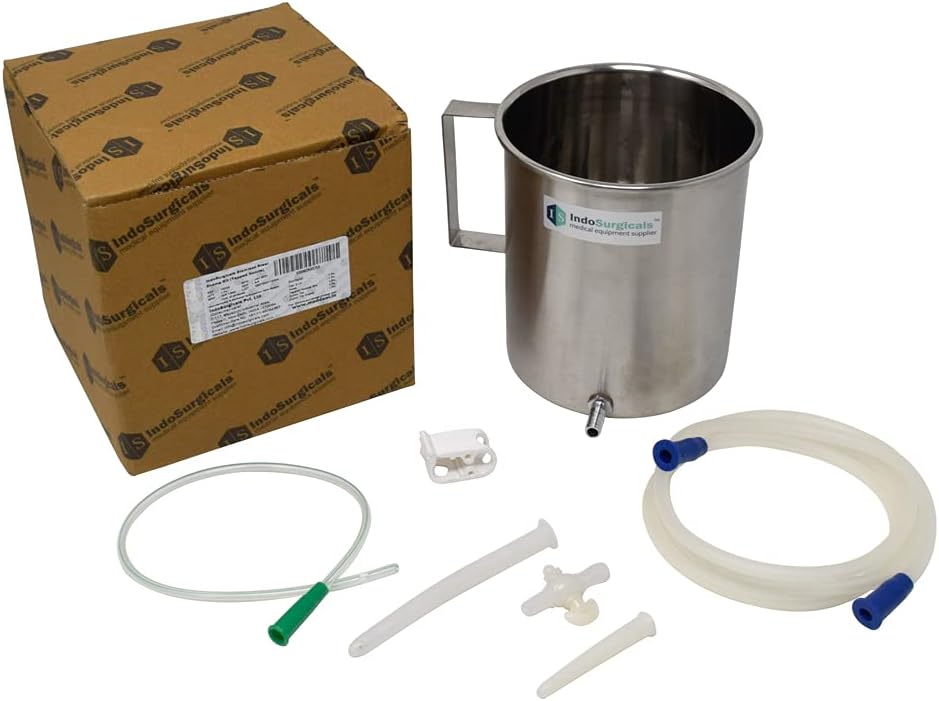 IS IndoSurgicals Stainless Steel Enema Kit, Tapped Nozzle (Capacity 2 liter)