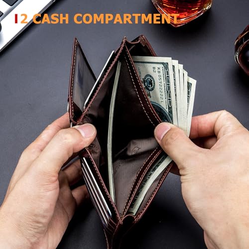 BULLCAPTAIN Large Capacity Leather Wallet