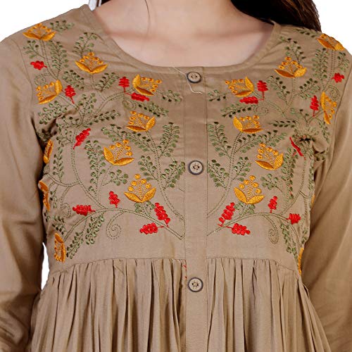 Image of DMP FASHION Women' s Rayon Classy Embroidery Work Flared Kurta