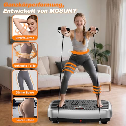MOSUNY Vibrationsplatte, 2025 Verbesserte Vibrationsplatte mit Doppelmotoren für Abnehmen, Ganzkörpertraining, Muskelaufbau - Massagegerät, 450 LBS Kapazität Vibration Platte für Home Workout