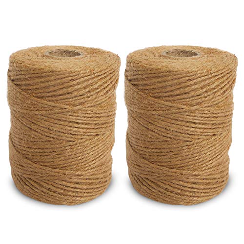 ANSIO Natural Jute Twine 101 m / 333 ft 2 mm 3-ply Rustic Brown Garden Twine String for Crafts Floristry Gift Wrapping & Plant Tying - Pack of 2