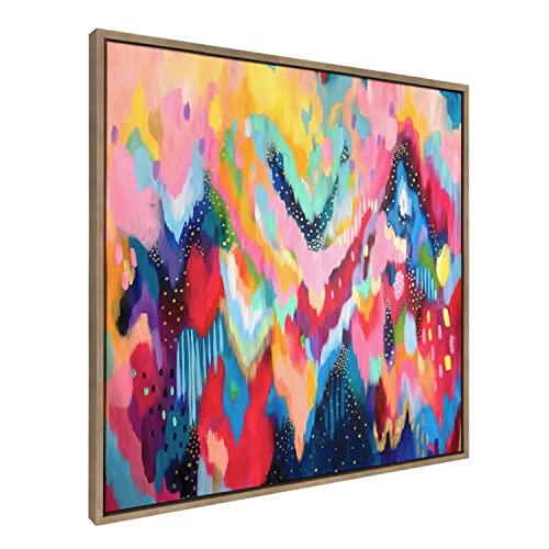 Kate and Laurel Sylvie EV Brushstroke 100 Framed Canvas Wall Art by Jessi Raulet of Ettavee, 30x30 Gold, Colorful Abstract Art for Wall by Kate and Laurel - Image 5