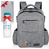 Baby Diaper Bag Backpack - Large Multi-Function Diaper Back Pack with Changing Pad - Waterproof Nappy Changing Bag with Insulated Pockets - Durable Stylish Unisex Travel Organizer by AnyHug, Gray