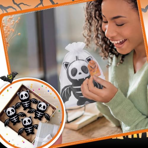 Silipull 12 Pcs 4" Halloween Stuffed Bats with Skull Halloween Bats Gifts - 3