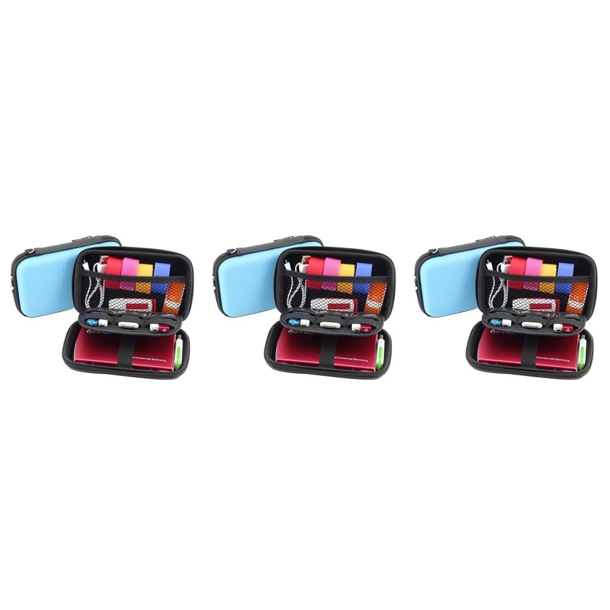 OSALADI 3pezzi Organizzatore Per Accessori Elettronici Da Viaggio Borsa Portatile Per Cavi e Gadget Blu