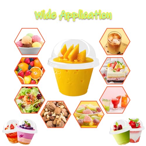 Szsrcywd 100 Pack 6oz Clear Dessert Cups with Dome Lids,Disposable Plastic Parfait Yogurt Cup (NO HOLE) Party Fruit Containers for Ice Cream,Pudding,Salad,Cold Drink,Cake,Jello - Thumbnail 6