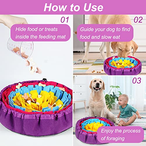Vivifying schnüffelteppich für Hunde, Interaktives Schnüffelteppich Hund, Waschbar Intelligenzspielzeug für kleine und mittelgroße Hunde (Gelb, Blau & Rosérot)