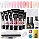 UR SUGAR Poly Gel Nägel Set, Nagelverlängerung Builder Gels Kit 6 Farben Polygel Farben Tube set mit Base Top Coat Slip Lösung Builder Natur Rosa Nude Pink Extension Gel Maniküre Sets DIY at Home