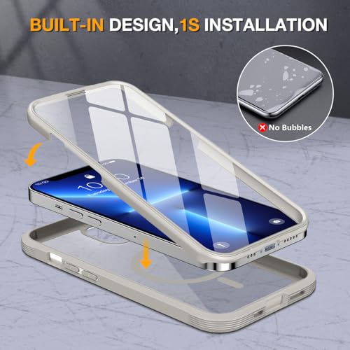 Image of Miracase for iPhone 13 Pro Case 6.1 inch,Full-Body Protection,Clear Bumper Case with Built-in 9H Tempered Glass Screen Protector,Military-Grade Drop Protection Outdoor Phone Case for 13 Pro,Titanium