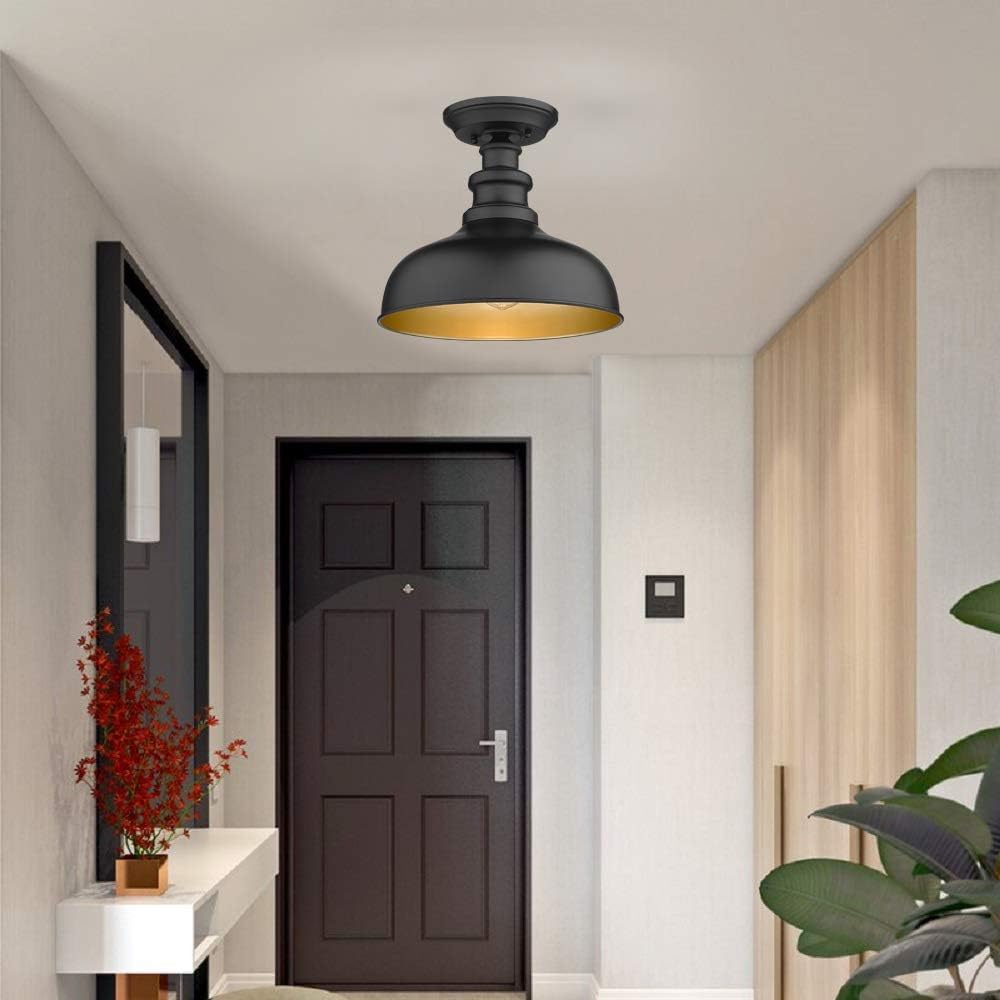 Bestshared Semi Flush Mount Ceiling Light, Industrial Hallway Light,Farmhouse Close to Ceiling Light Fixture for entryway, Dining Room, Hallway (1 Pack)
