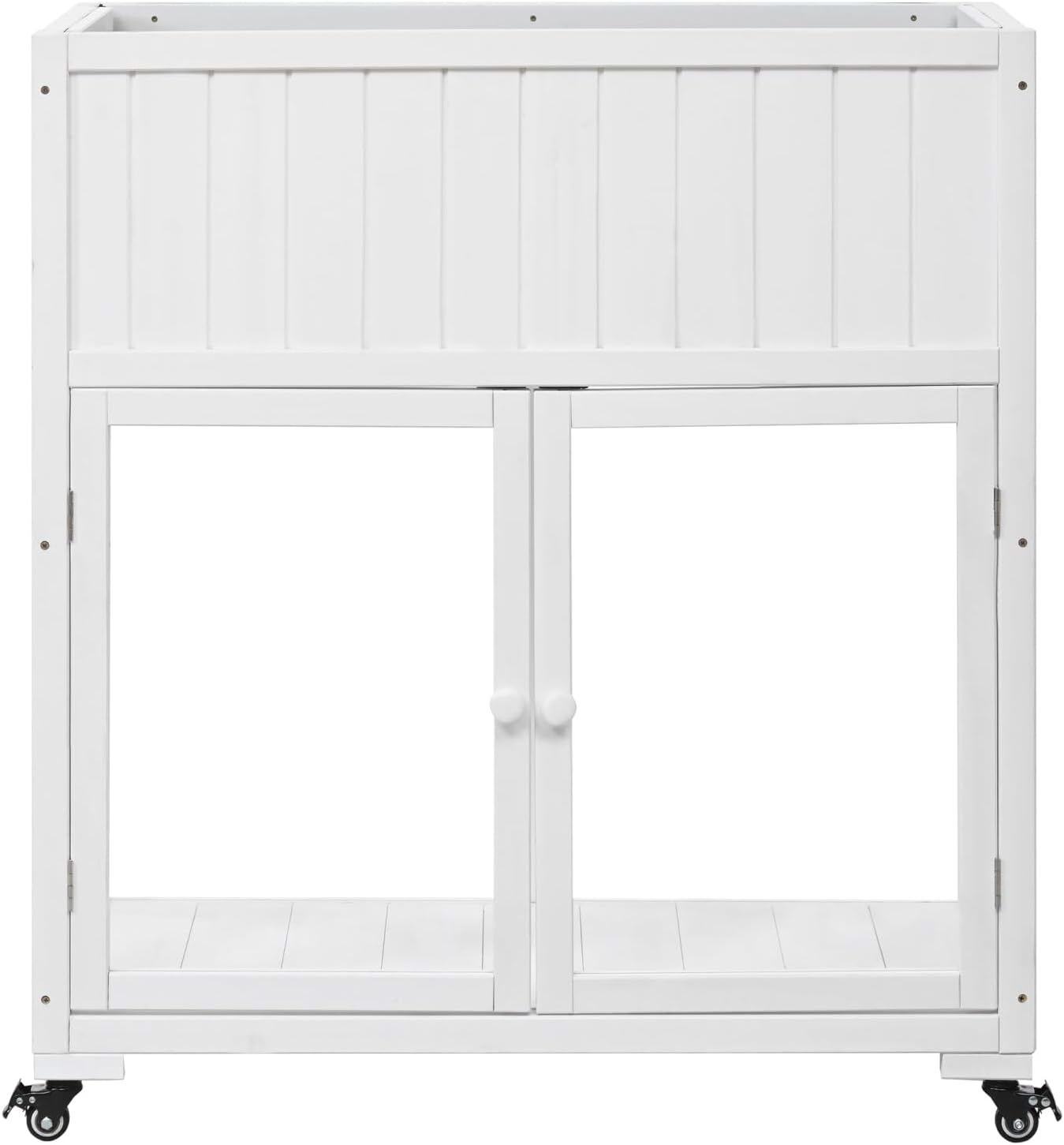Patio 35.4"X17.7"X37.4" Mini Wood Cold Frame White Polycarbonate Doors & Greenhouse Effect Balcony, Patio, Garden Weather-Resistant Outdoor Garden Solution