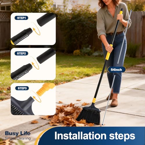 Yocada Robuster Besen für den Außenbereich, kommerziell, perfekt für Innenhof, Garage, Lobby, Mall, Markt, Boden, Zuhause, Küche, Zimmer, Büro, Tierhaarabfall, 137 cm